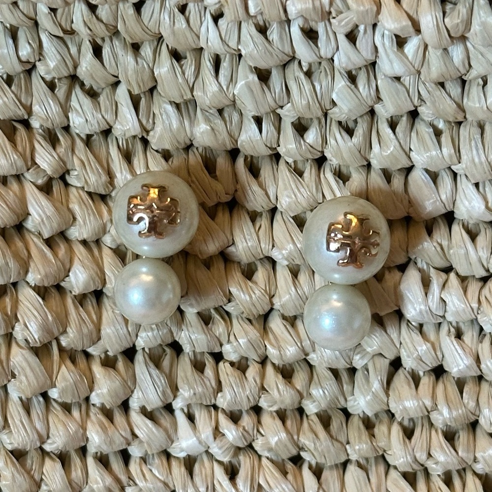 Tory Burch Pearl Logo Earrings
